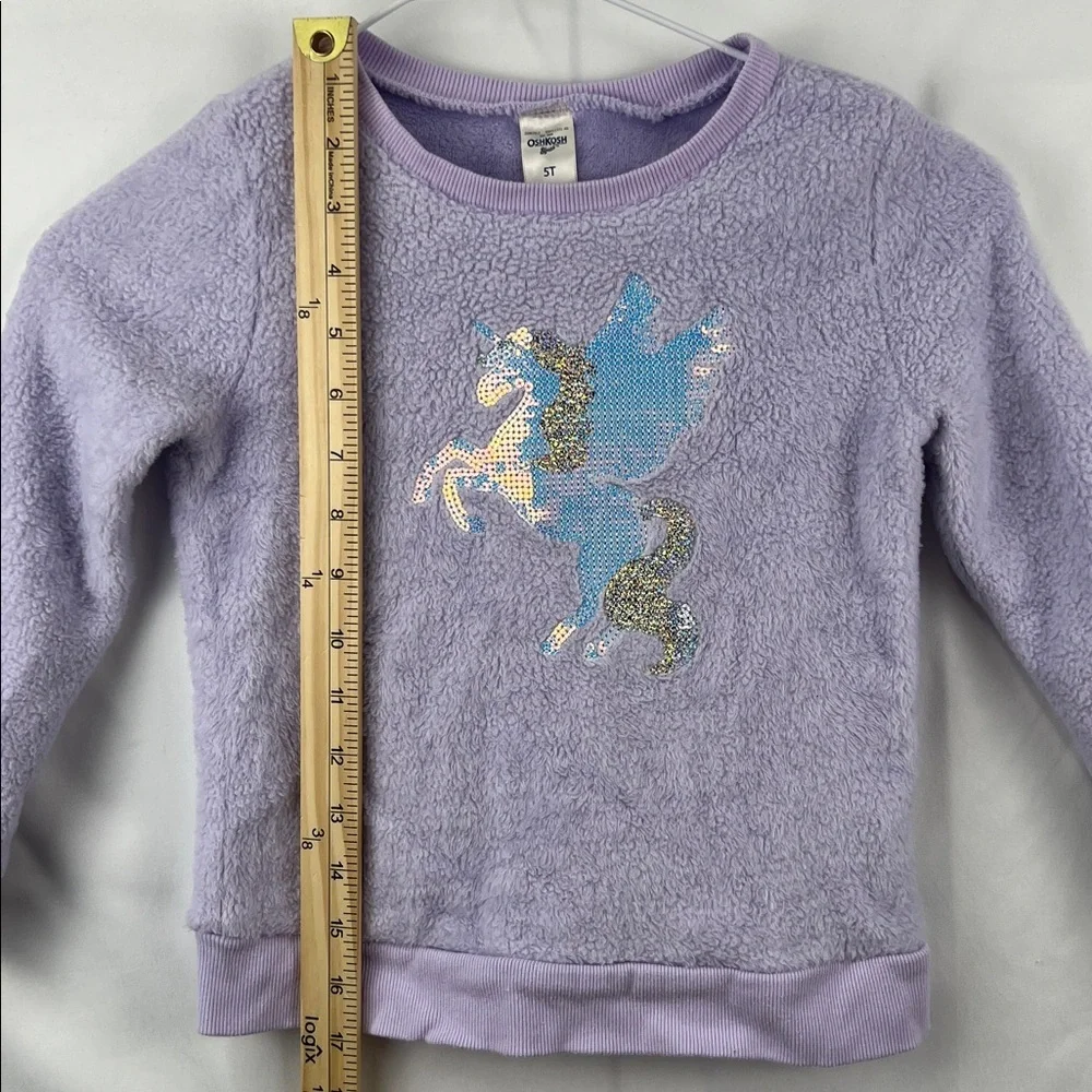 Osh Kosh - Girl’s Sweatshirt - Furry Flannel - Unicorn - Purple - 5t